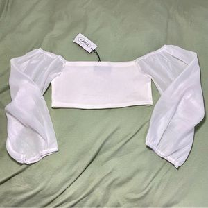 Puffy Long Sleeve Cropped Blouse